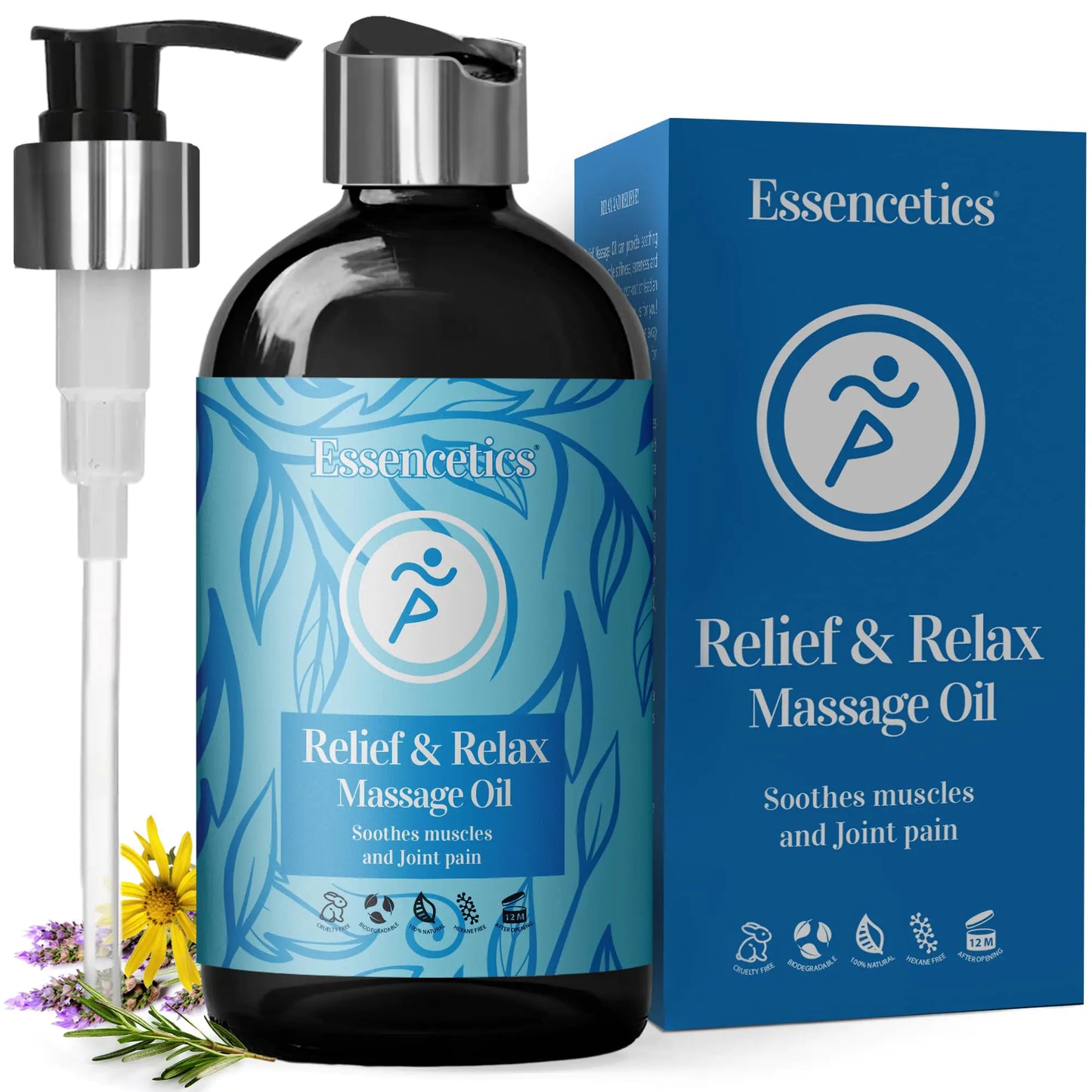 Essencetics 8 oz Relief & Relax Massage Oil (Arnica, Lavender, Rosemary)