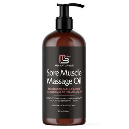 Sore Muscle Massage Oil – Anti-Cellulite, Skin Tightening with Collagen & Menthol