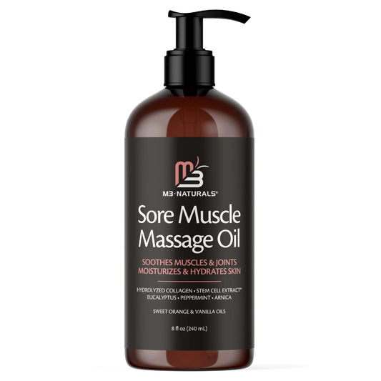 Sore Muscle Massage Oil – Anti-Cellulite, Skin Tightening with Collagen & Menthol